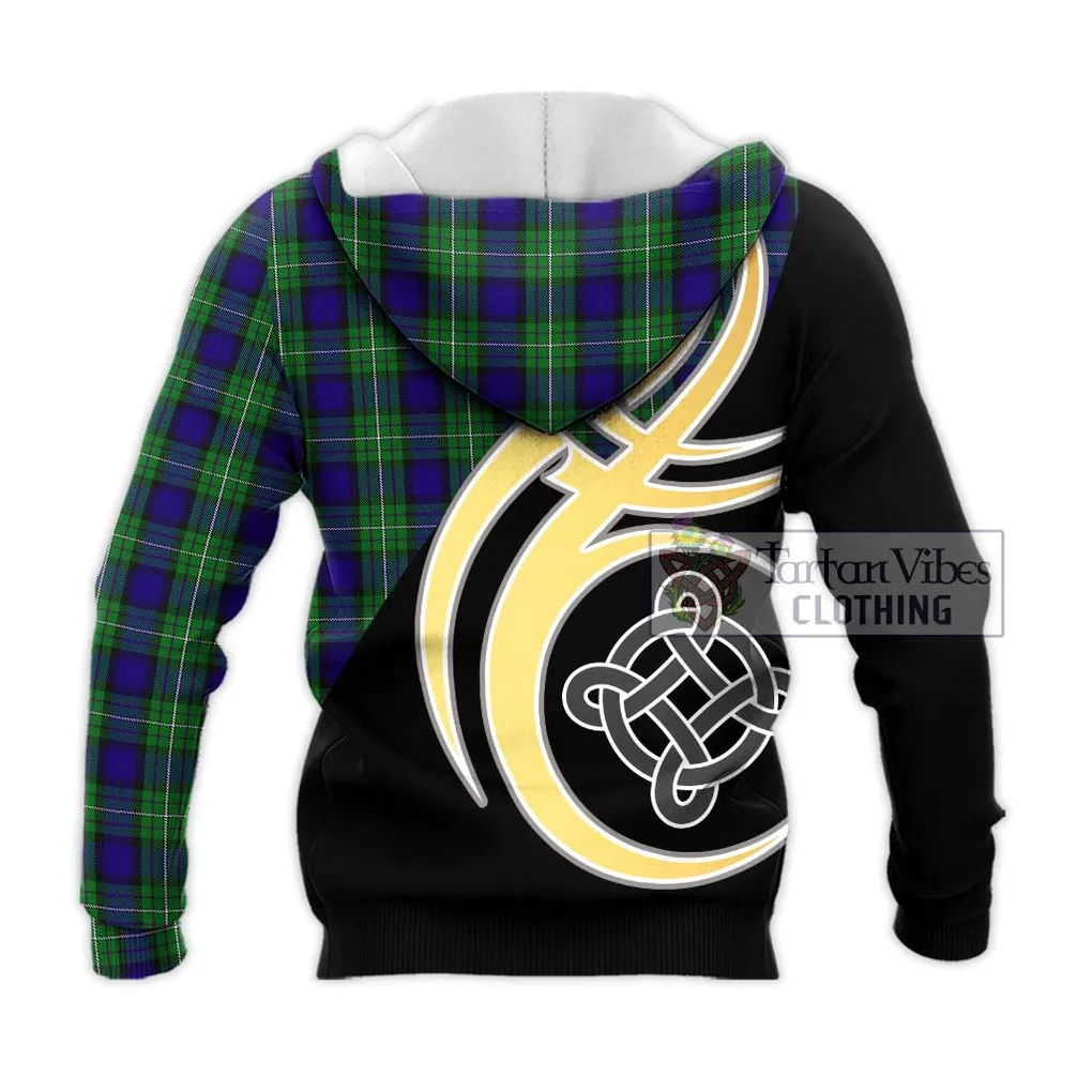 Alexander Tartan Knitted Hoodie with Family Crest and Celtic Symbol Style
