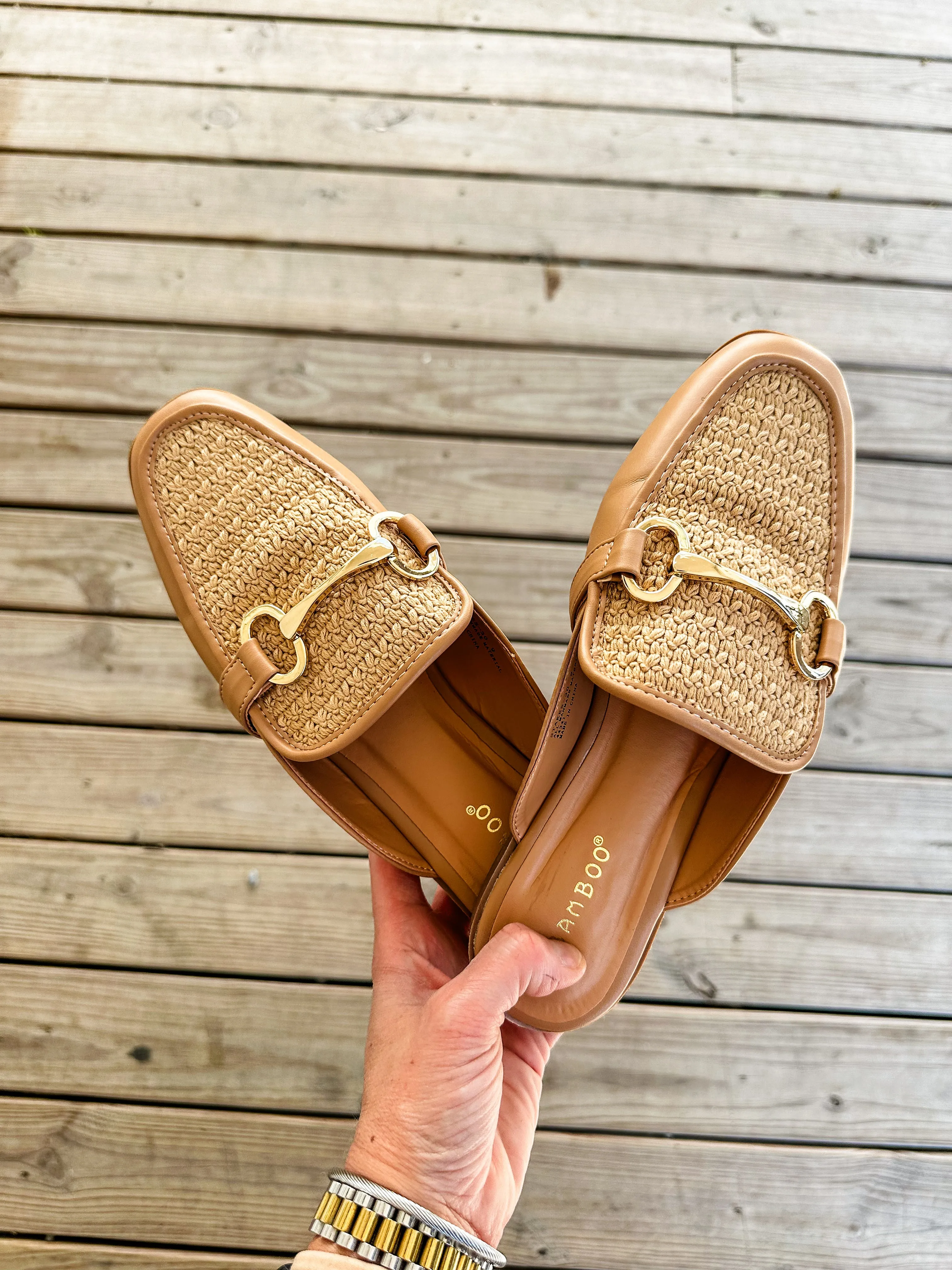 Allie Woven Mule with Gold Accent