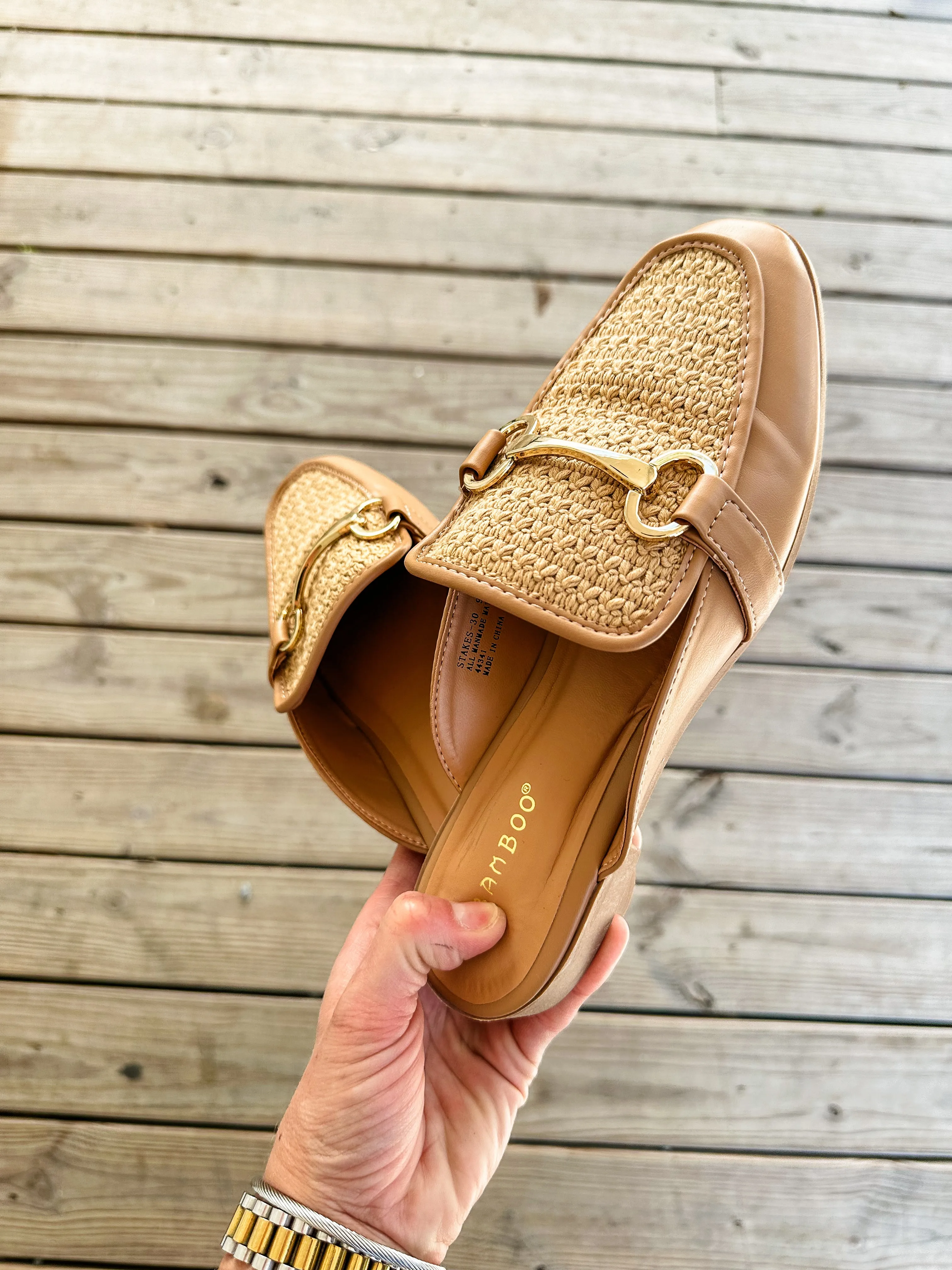 Allie Woven Mule with Gold Accent