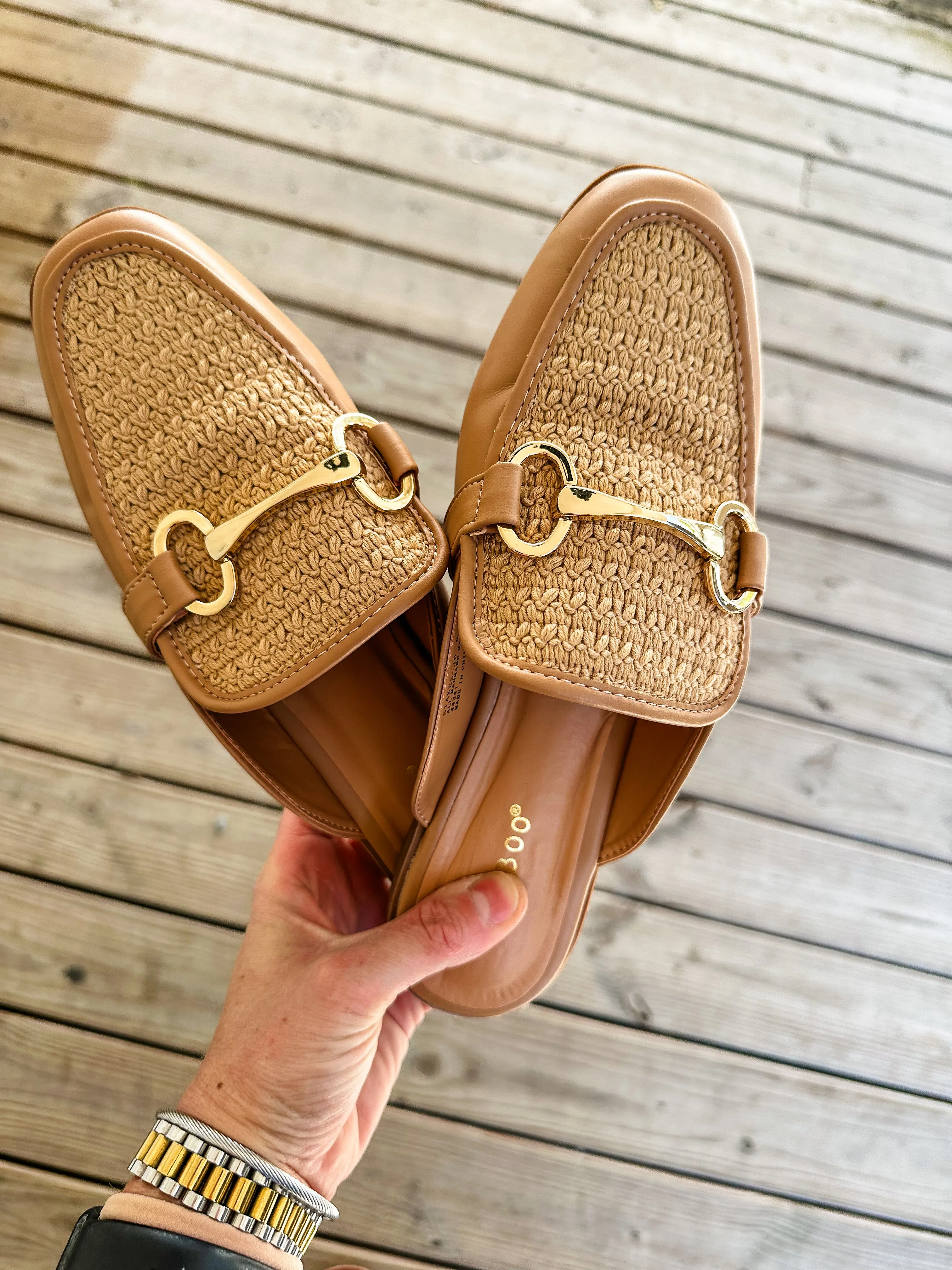 Allie Woven Mule with Gold Accent