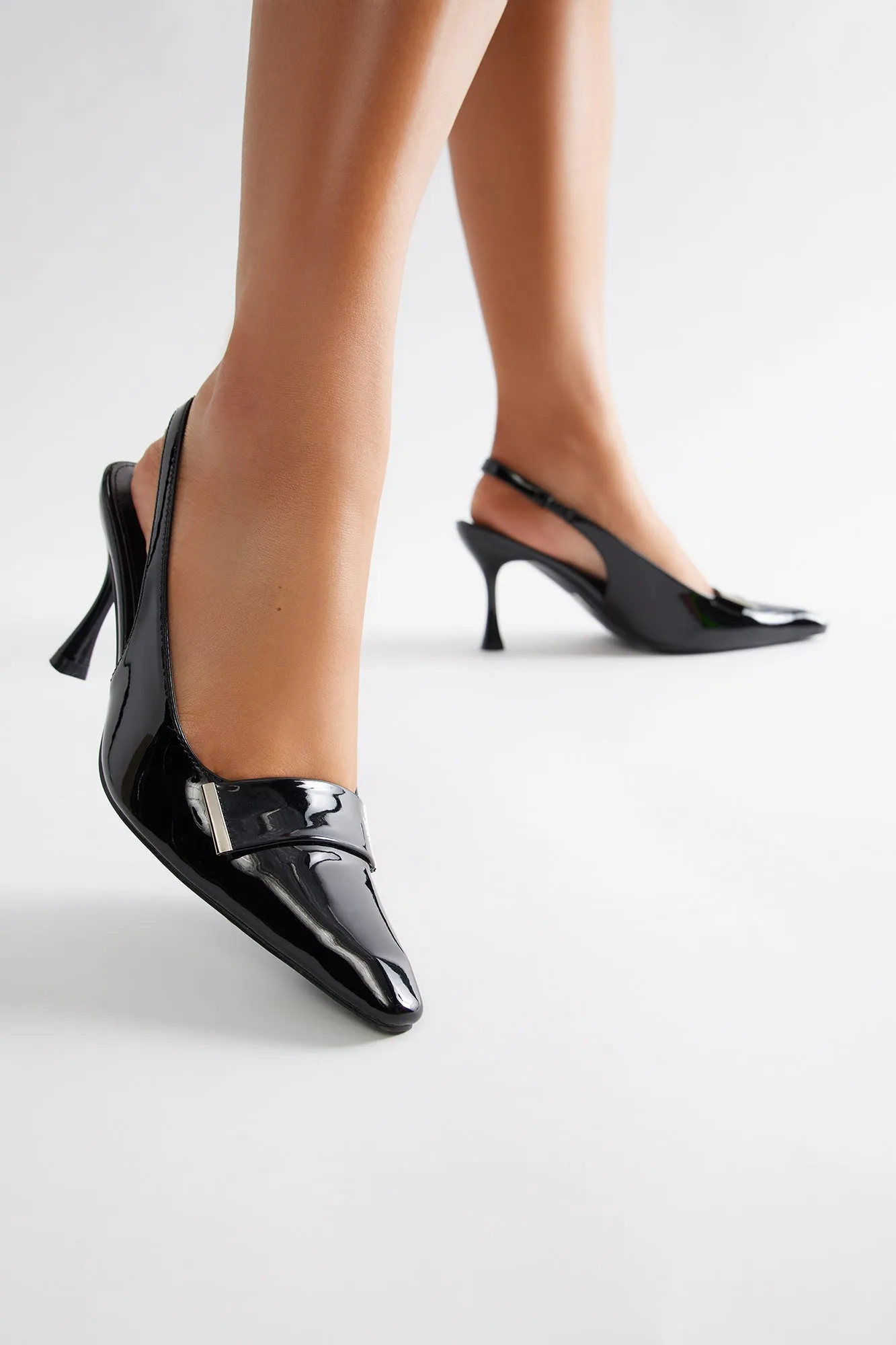 Annette Kitten Heel Pumps - Black