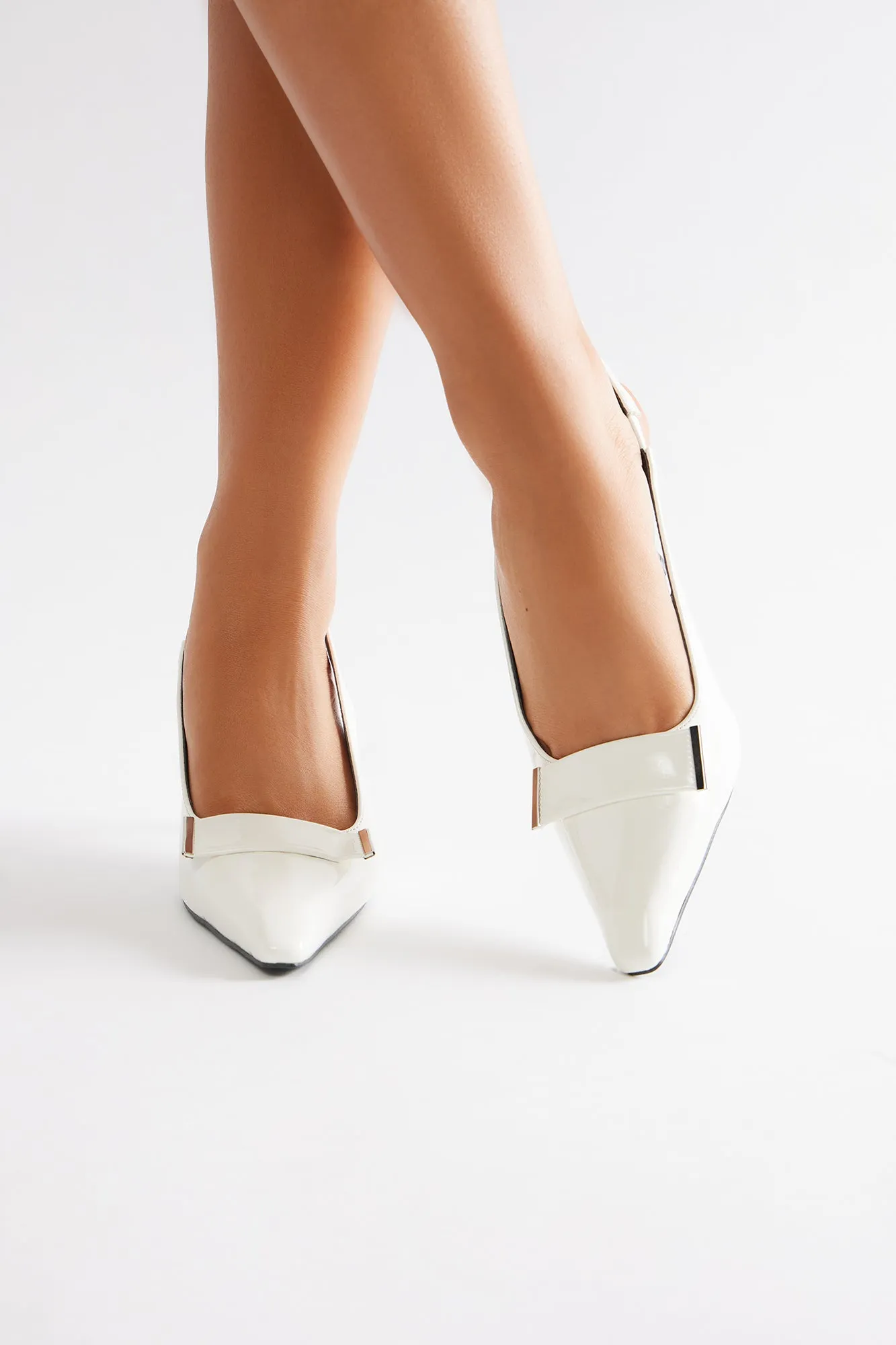 Annette Kitten Heel Pumps - White