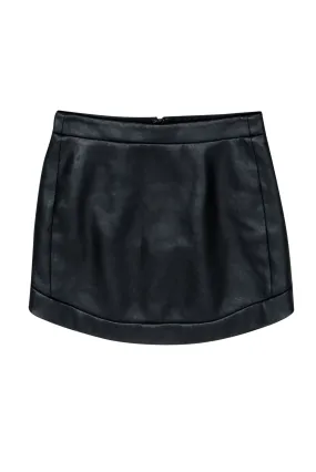 BCBG Max Azria - Black Faux Leather "Kanya" Miniskirt w/ Curved Hem Sz XXS