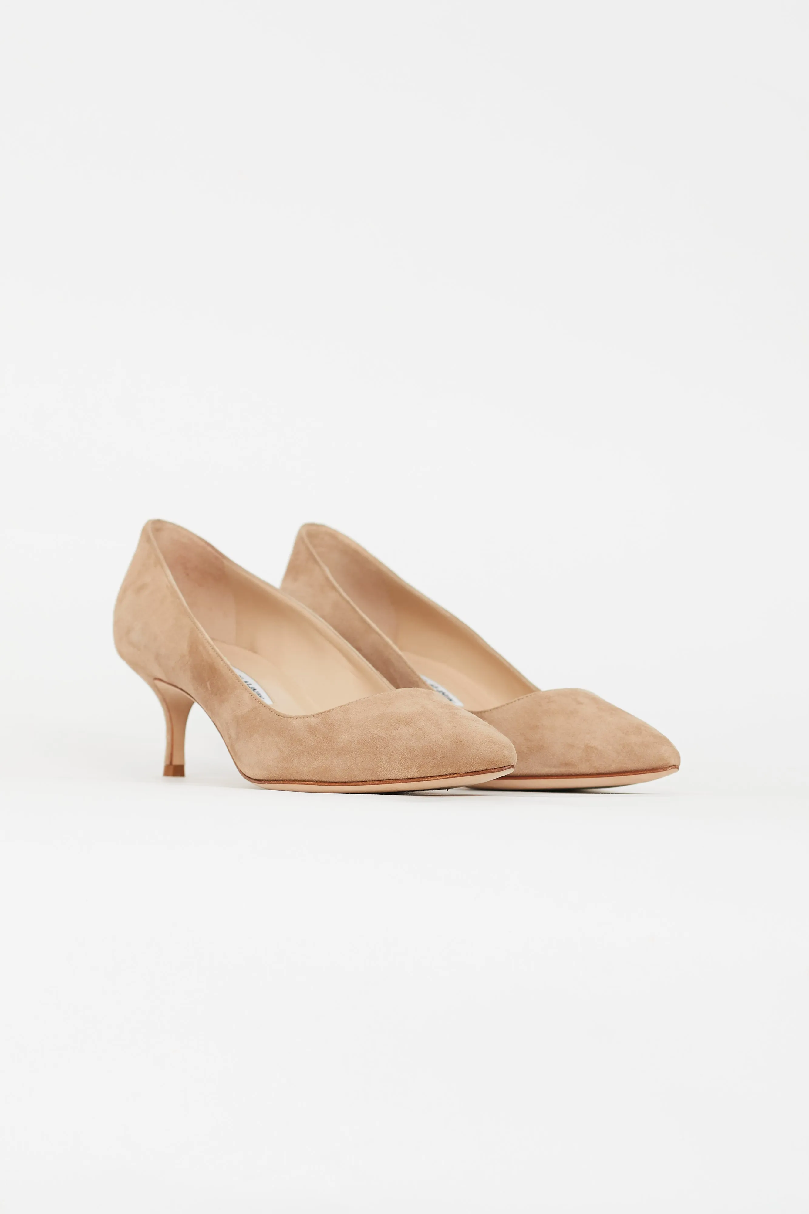 Beige Suede Pointed Toe Pump