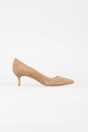 Beige Suede Pointed Toe Pump