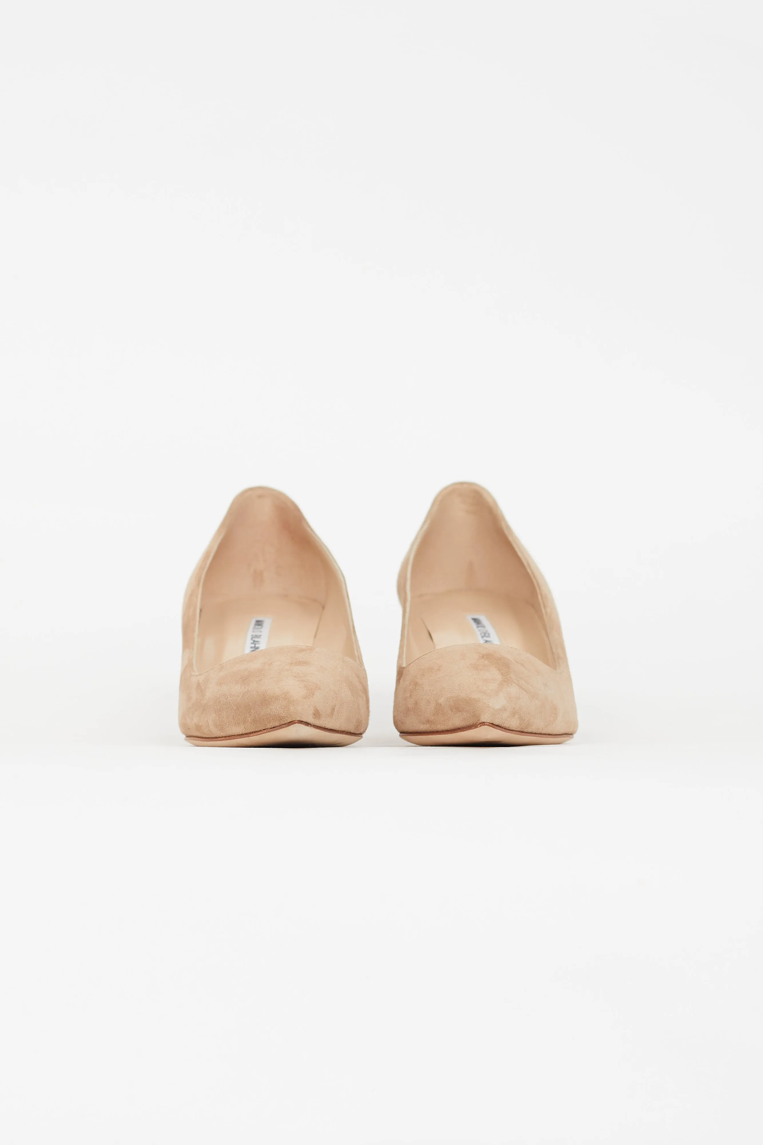 Beige Suede Pointed Toe Pump