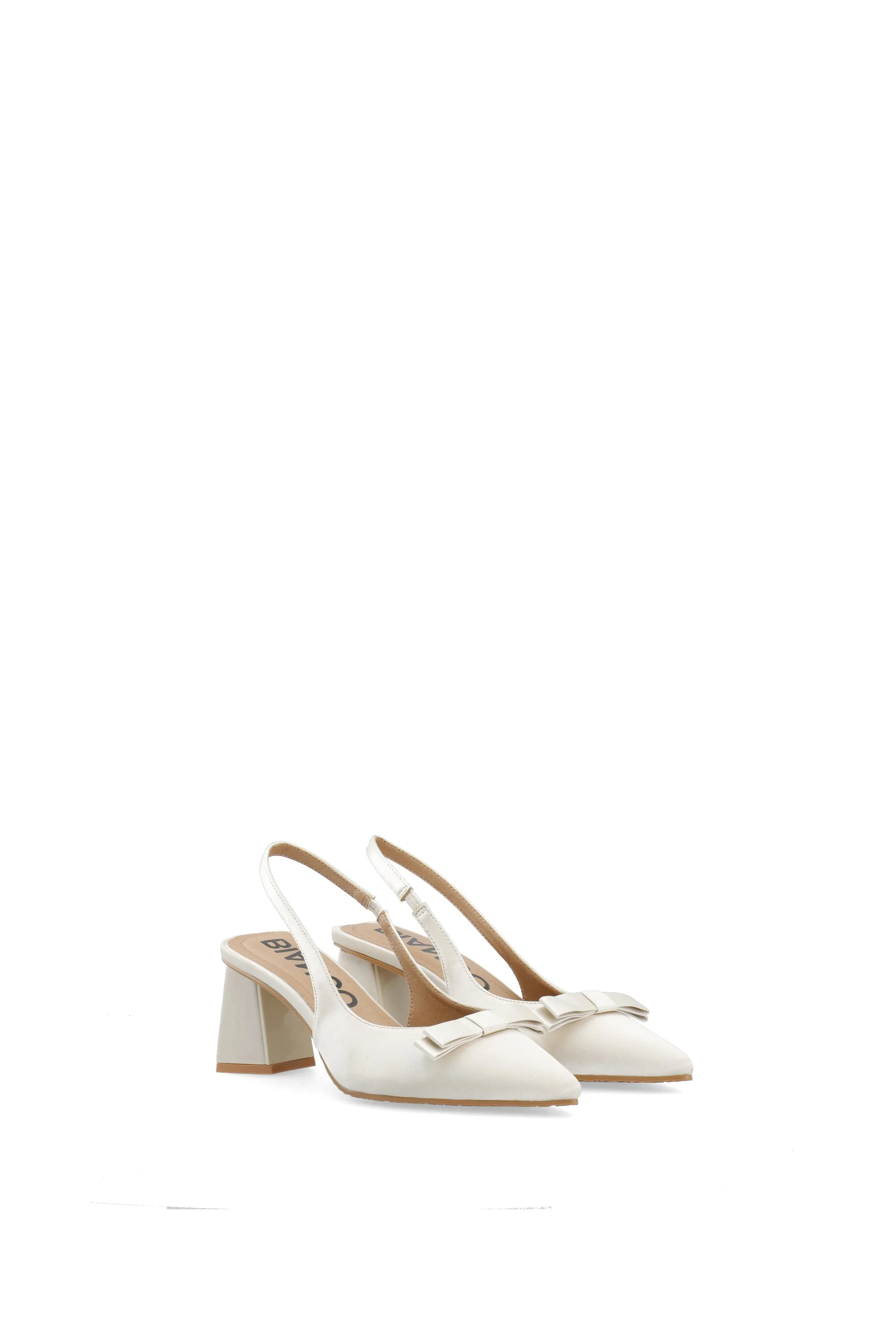 Biamaralyn Bow Slingback Satin - Off White