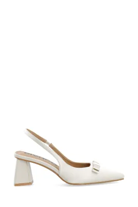Biamaralyn Bow Slingback Satin - Off White