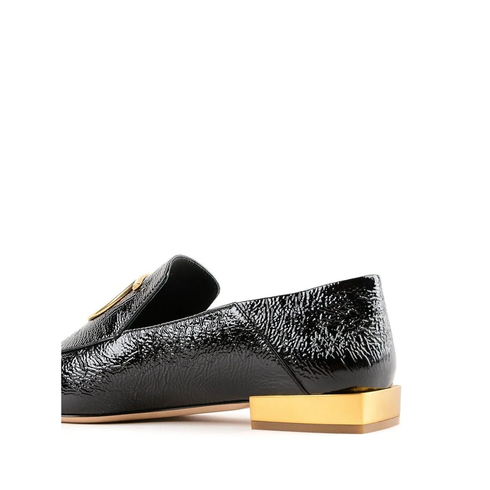 Black Lana Embellished Textured Patent-leather Loafers