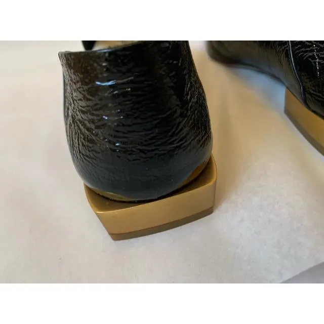 Black Lana Embellished Textured Patent-leather Loafers
