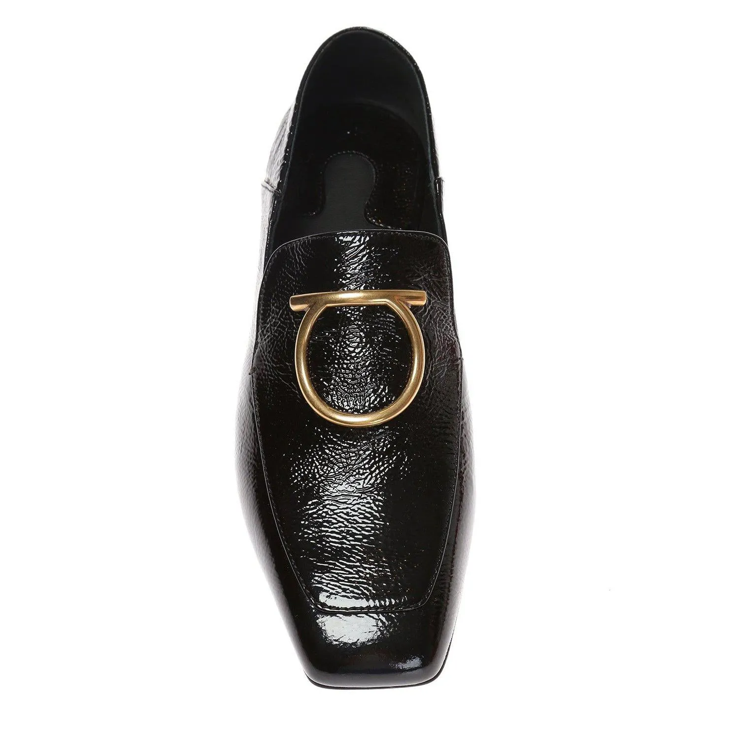 Black Lana Embellished Textured Patent-leather Loafers