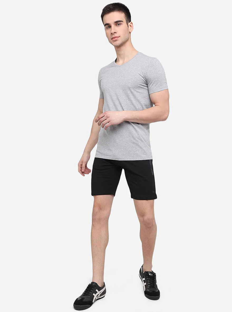 Black Solid Slim Fit Shorts | JadeBlue