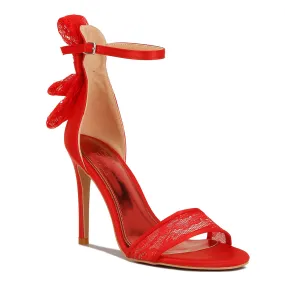 Bow Detail Lace Stiletto Sandals