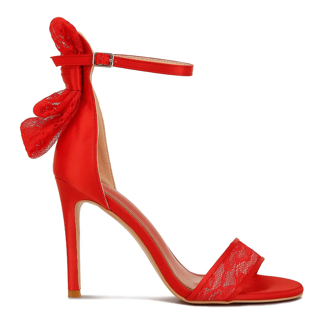 Bow Detail Lace Stiletto Sandals