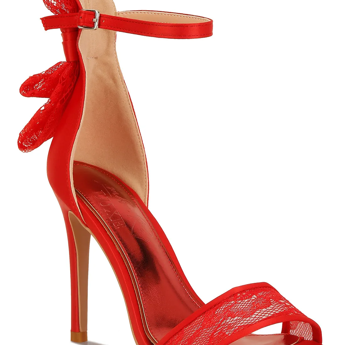 Bow Detail Lace Stiletto Sandals