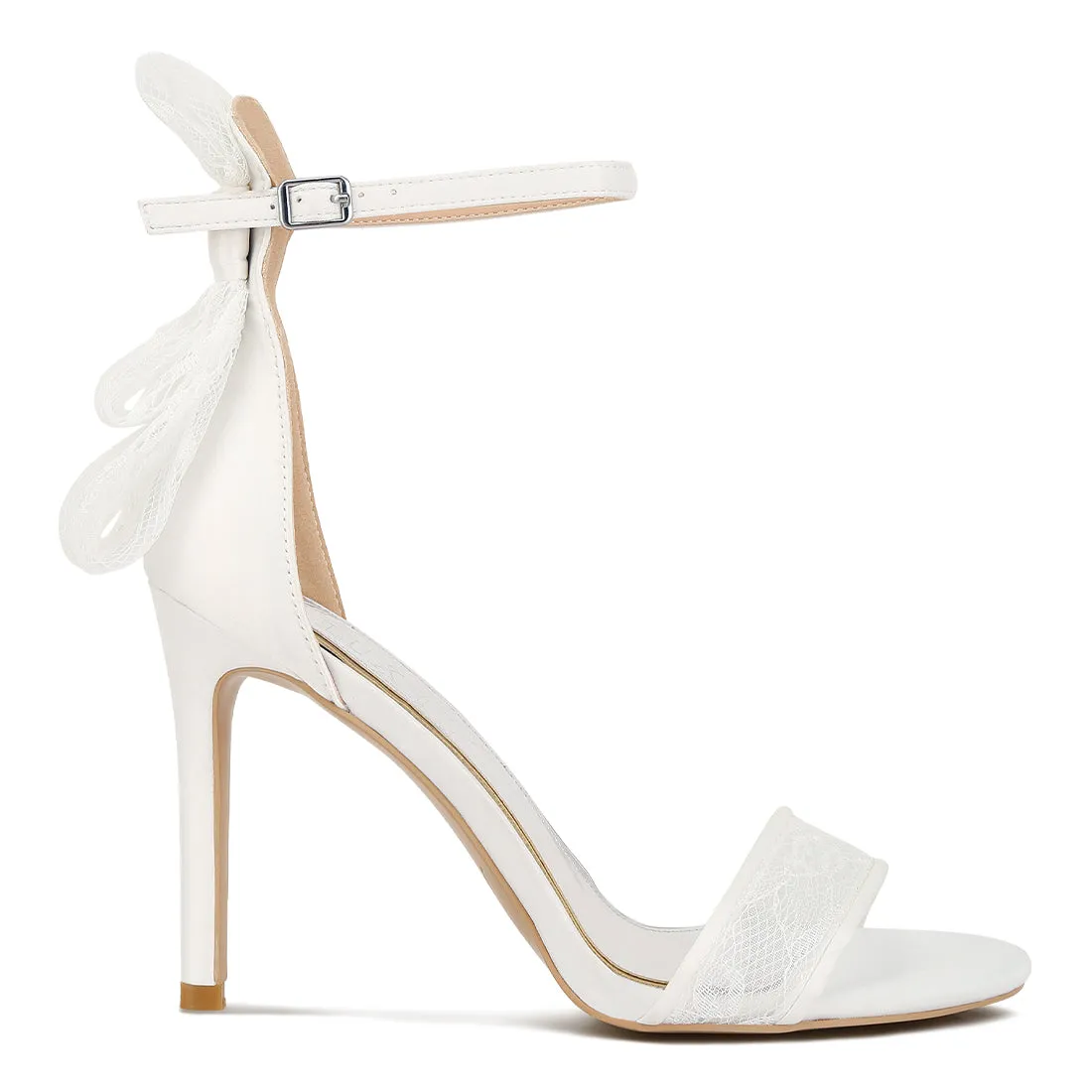 Bow Detail Lace Stiletto Sandals