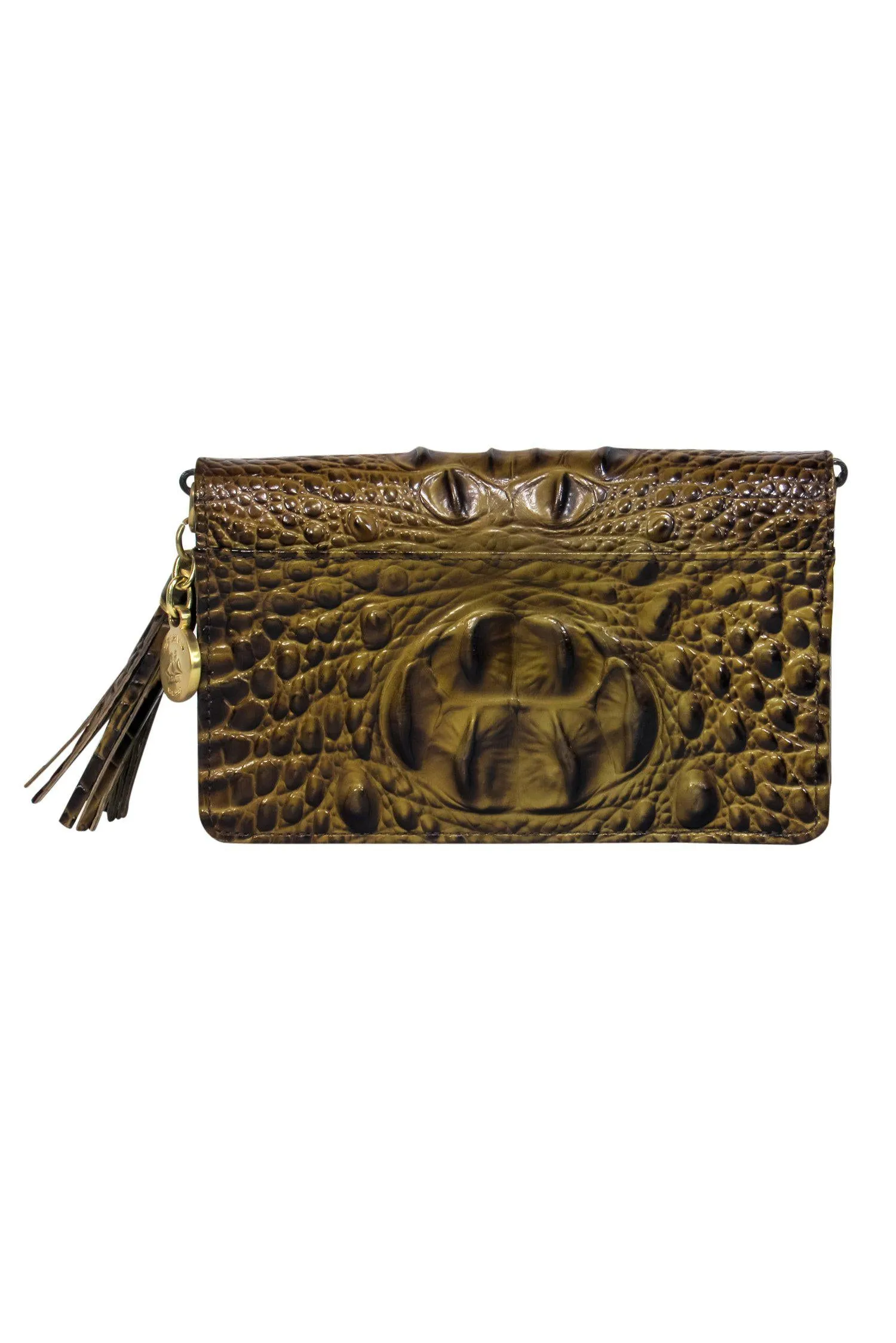 Brahmin - Olive Crocodile Embossed Convertible Crossbody Wallet