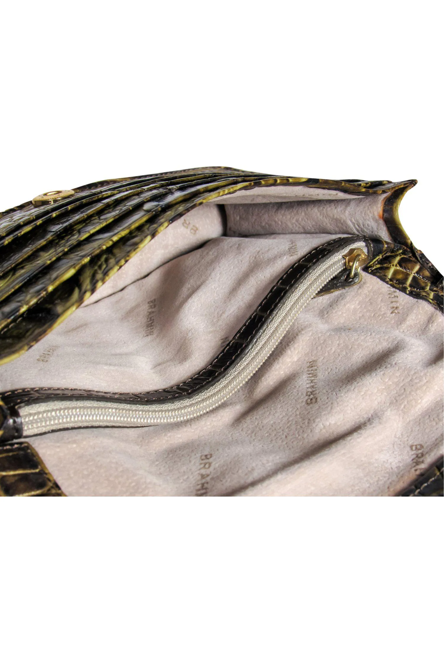 Brahmin - Olive Crocodile Embossed Convertible Crossbody Wallet