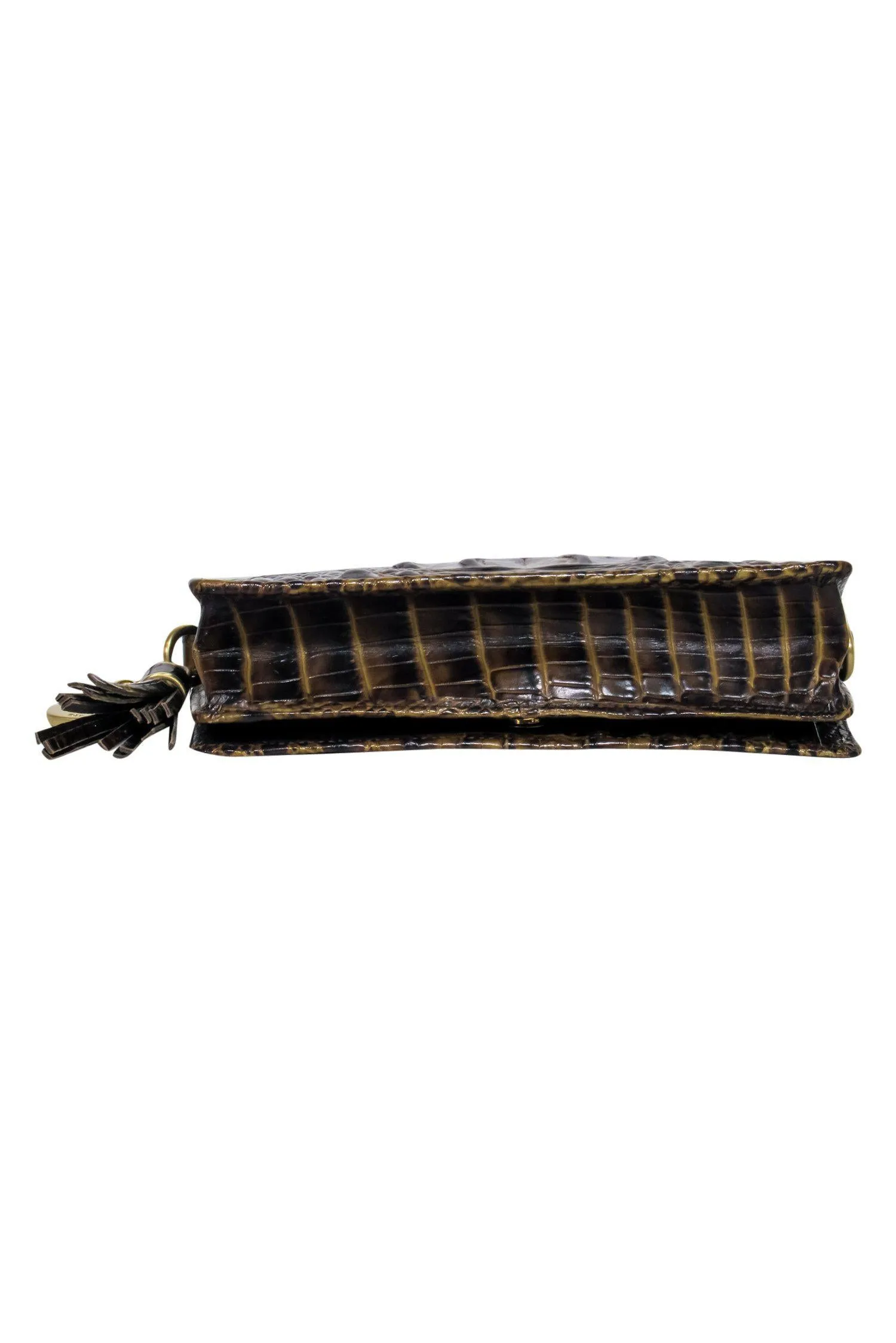 Brahmin - Olive Crocodile Embossed Convertible Crossbody Wallet