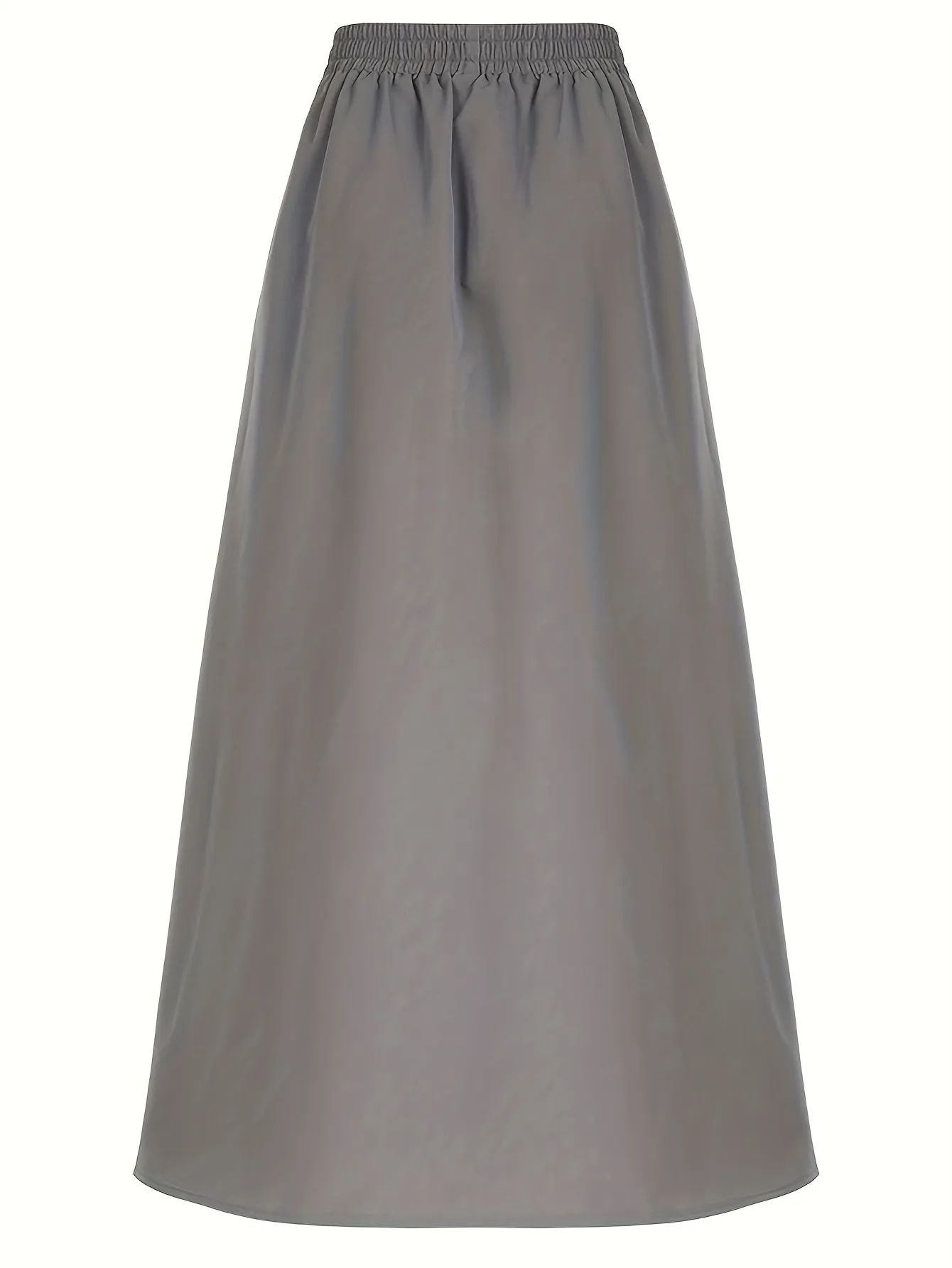 Cargo  Plain Flap Elastic Waist Split Sporty Skirt