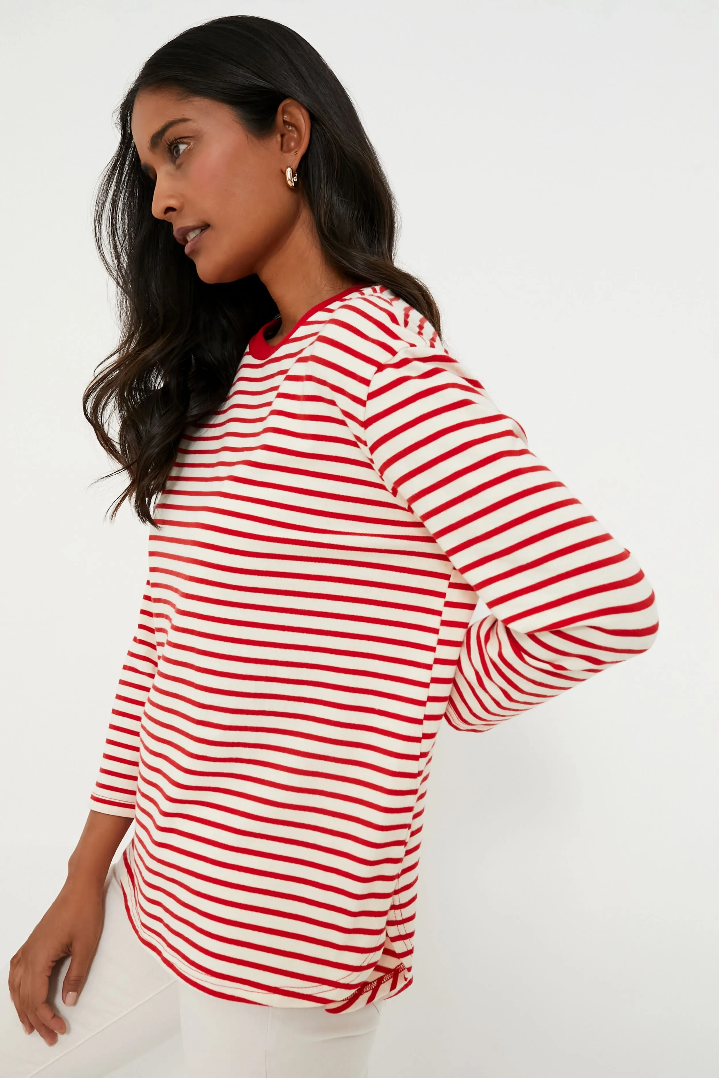 Cherry Striped Knit Popover