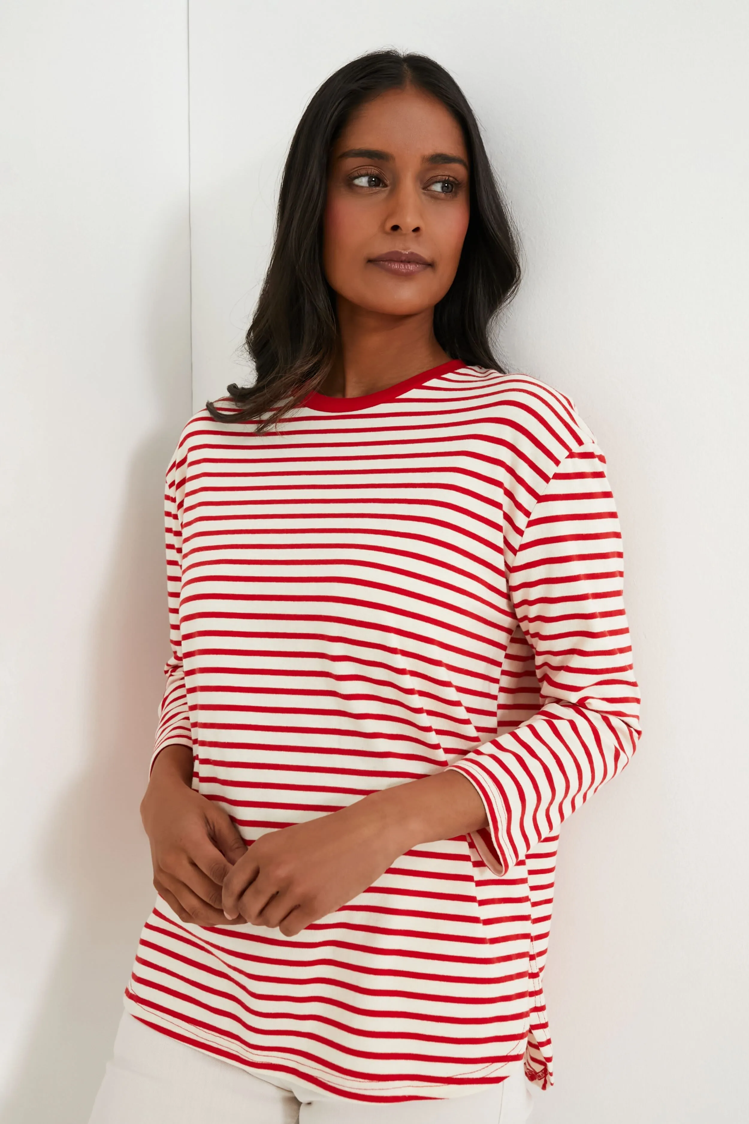 Cherry Striped Knit Popover