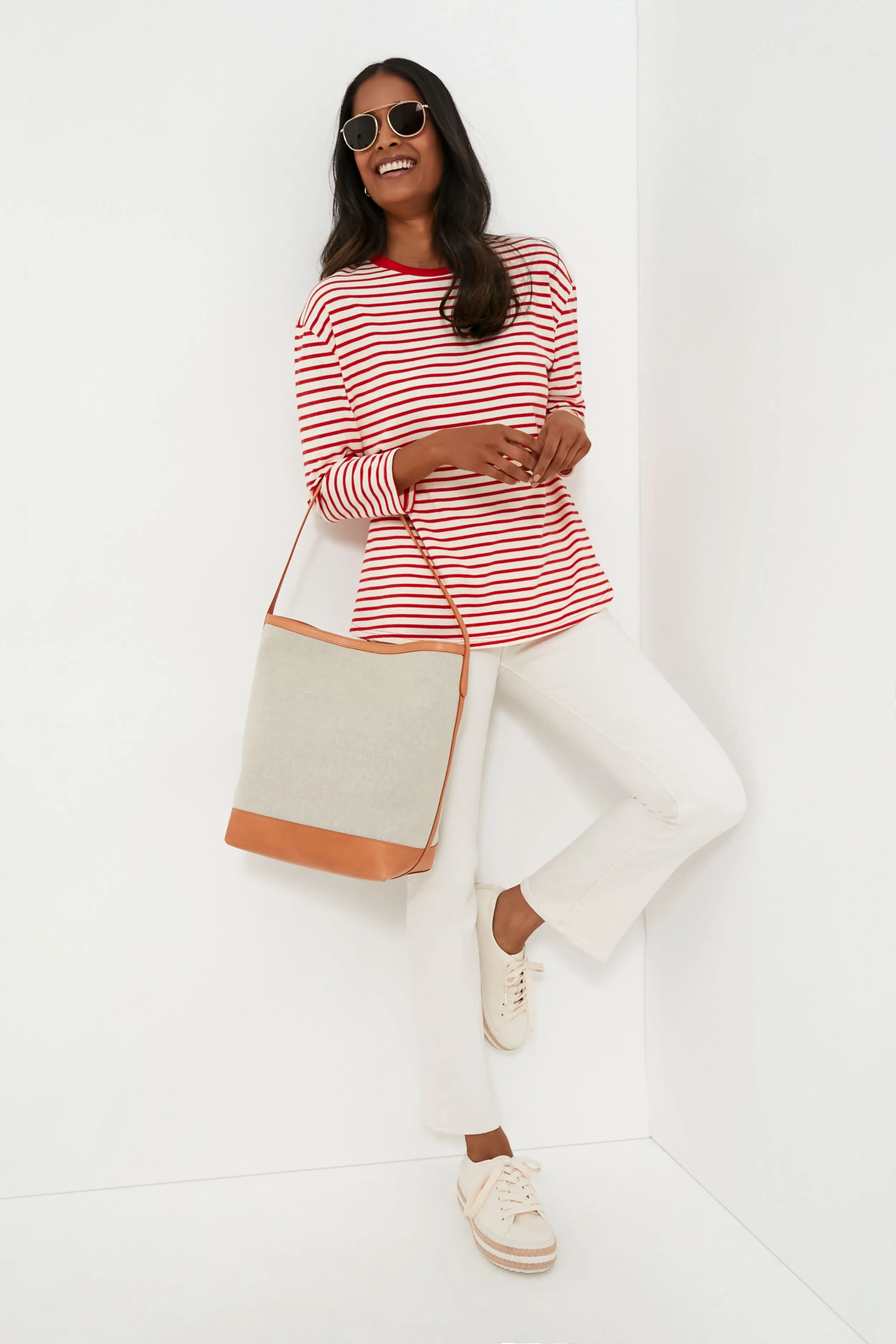 Cherry Striped Knit Popover