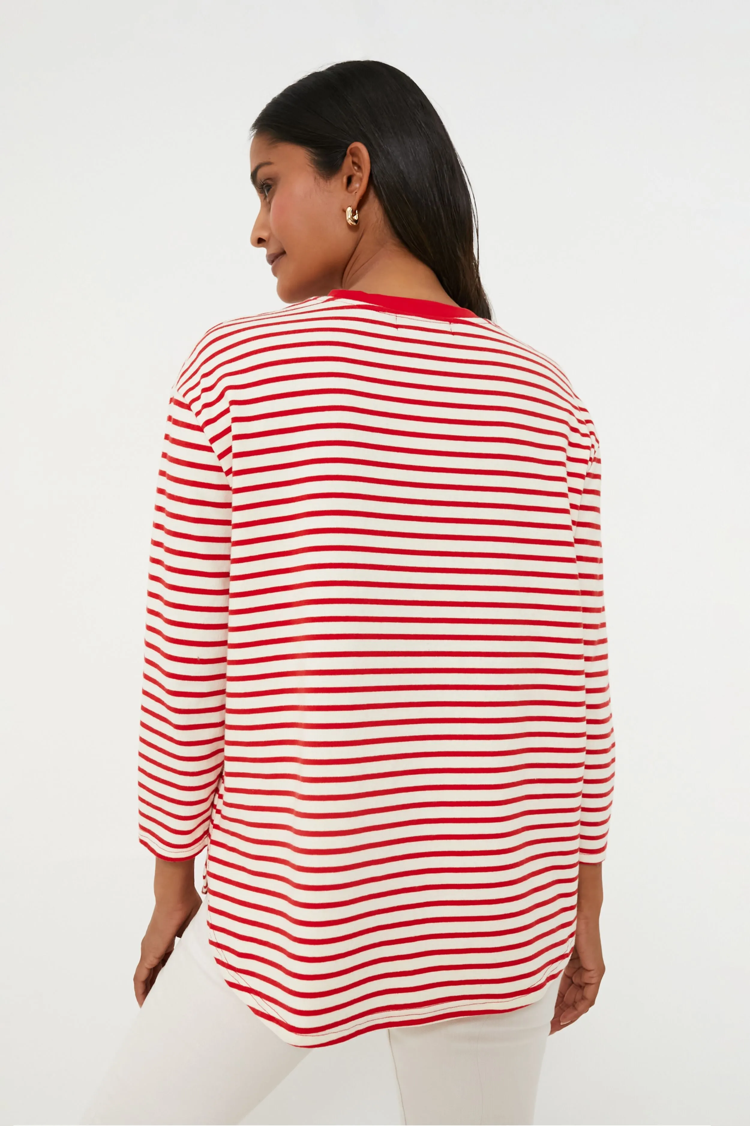 Cherry Striped Knit Popover
