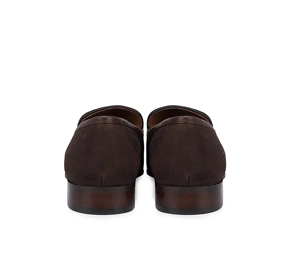 Coffee Textured Loafers With Bow Detail