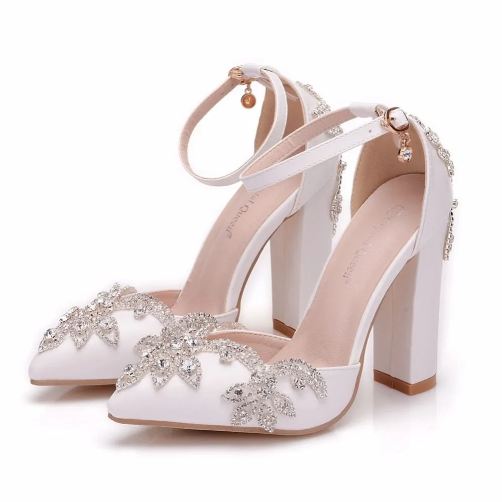 Crystal Sequin Rhinestone Studded Block Heels