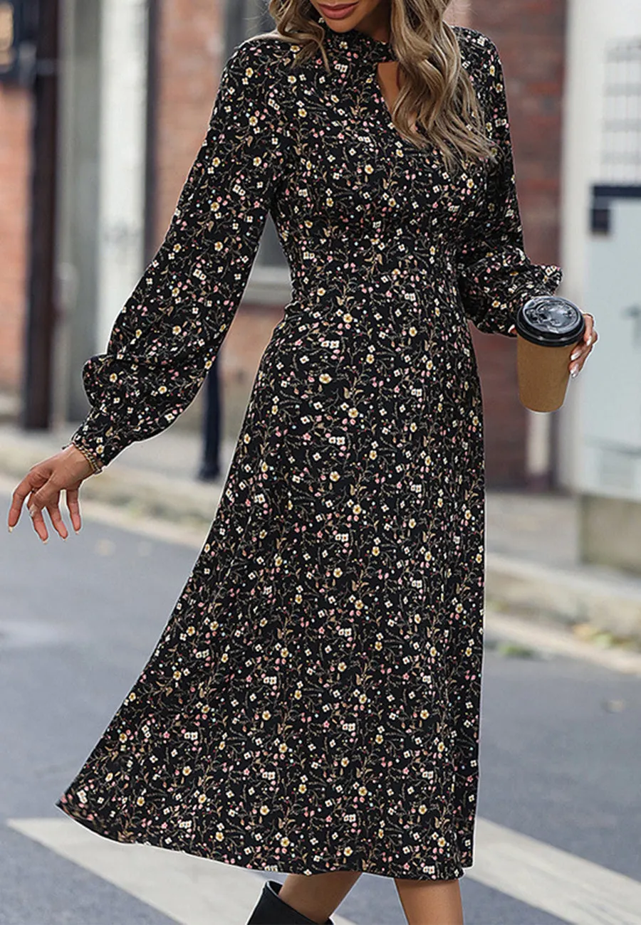 Cutout Front Vintage Floral Dress