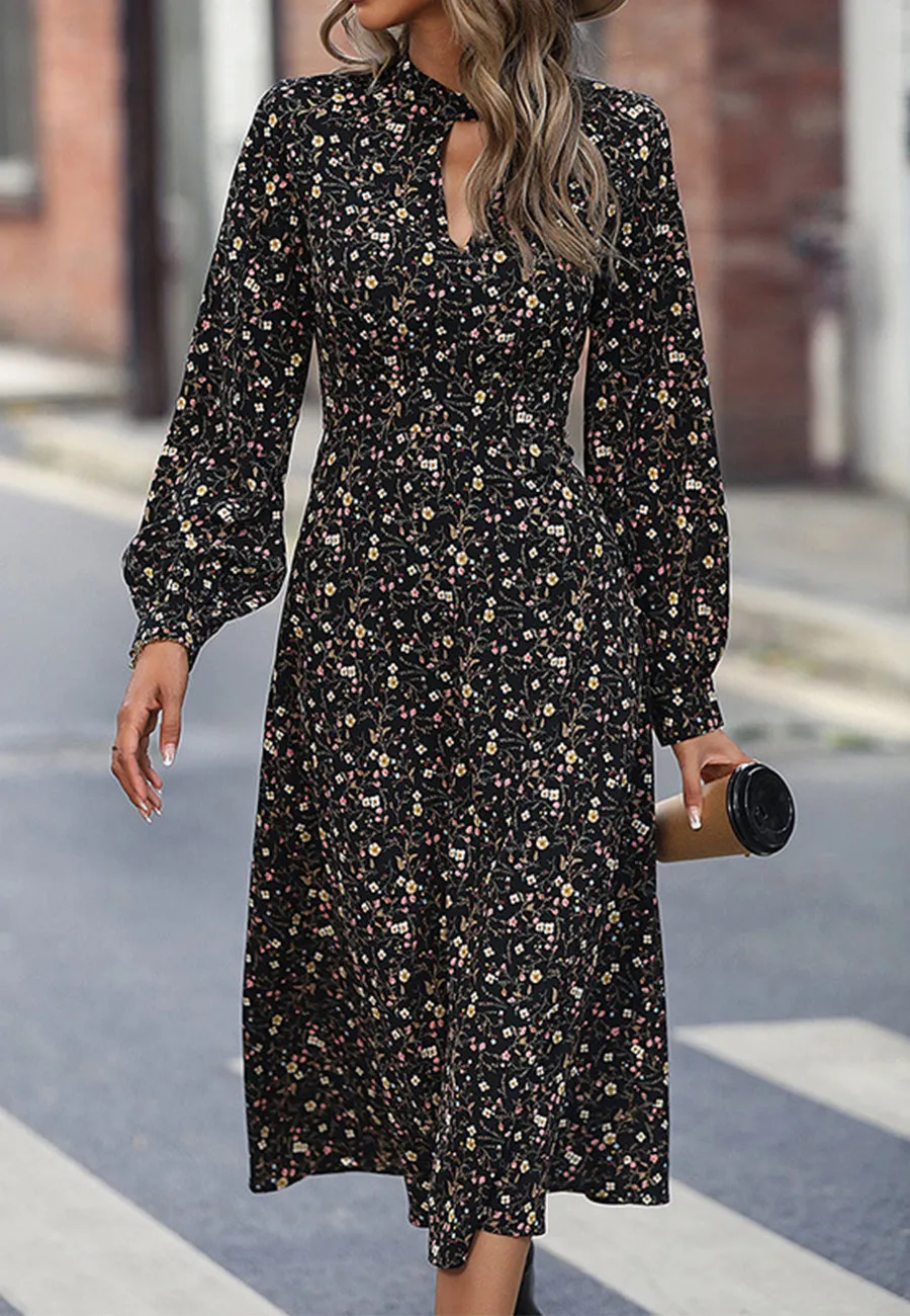 Cutout Front Vintage Floral Dress
