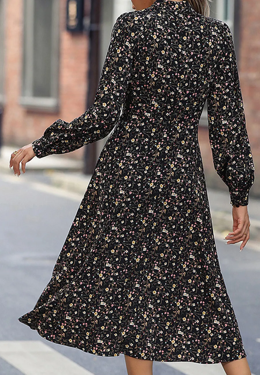 Cutout Front Vintage Floral Dress