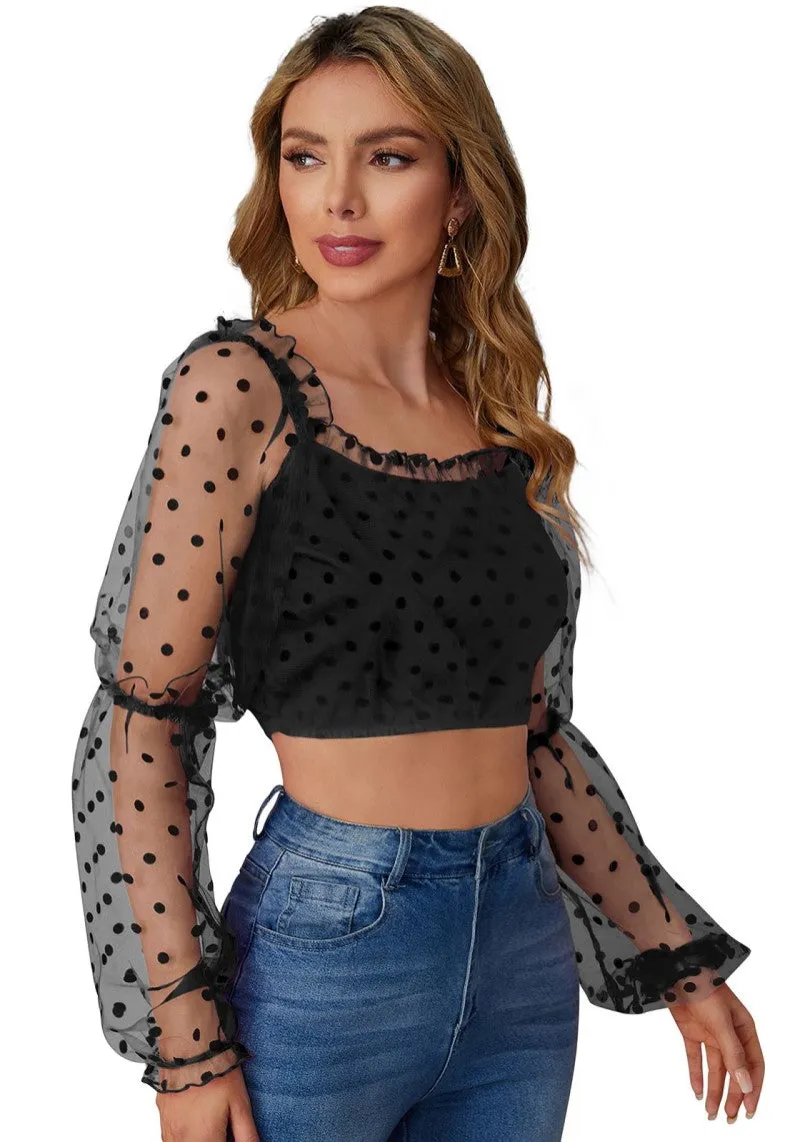 Designer Square Collared Trendy Crop Top