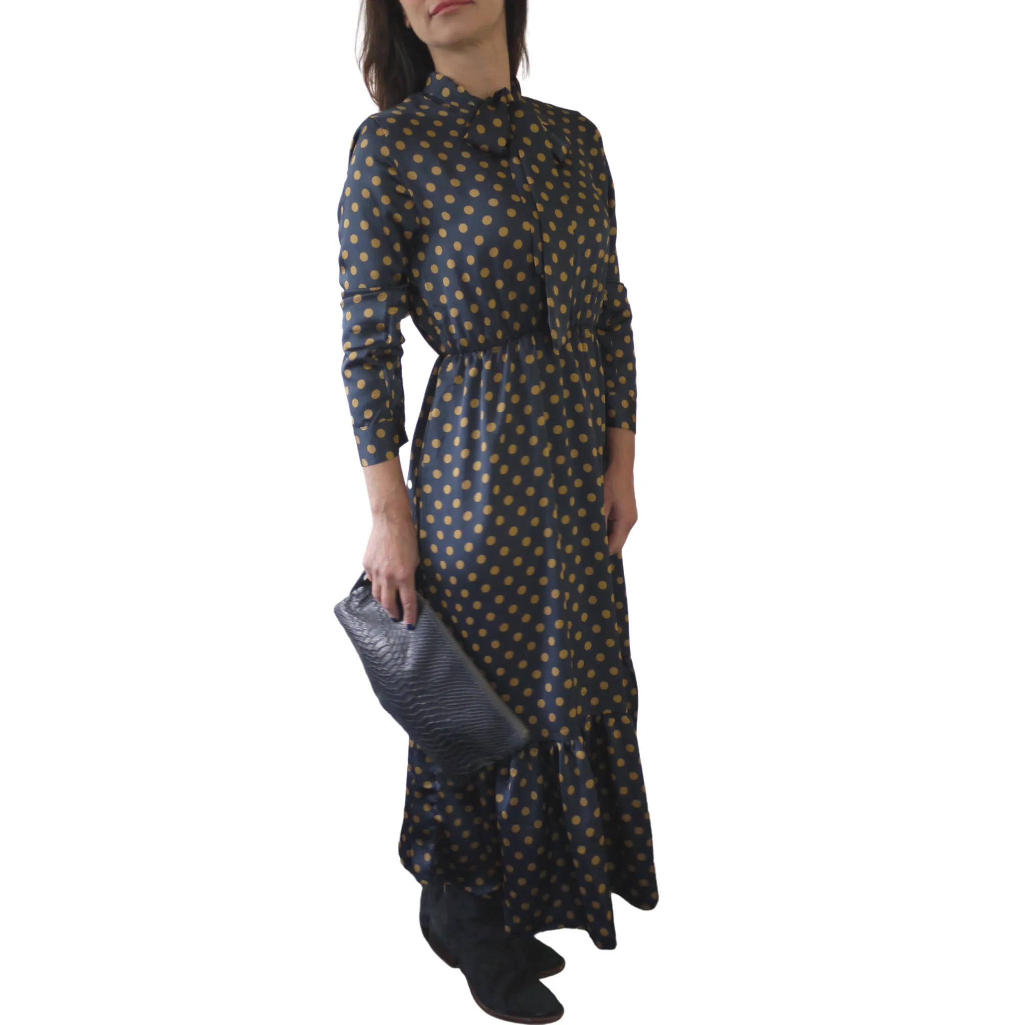 Dora Frill Hem Midi Dress | Navy