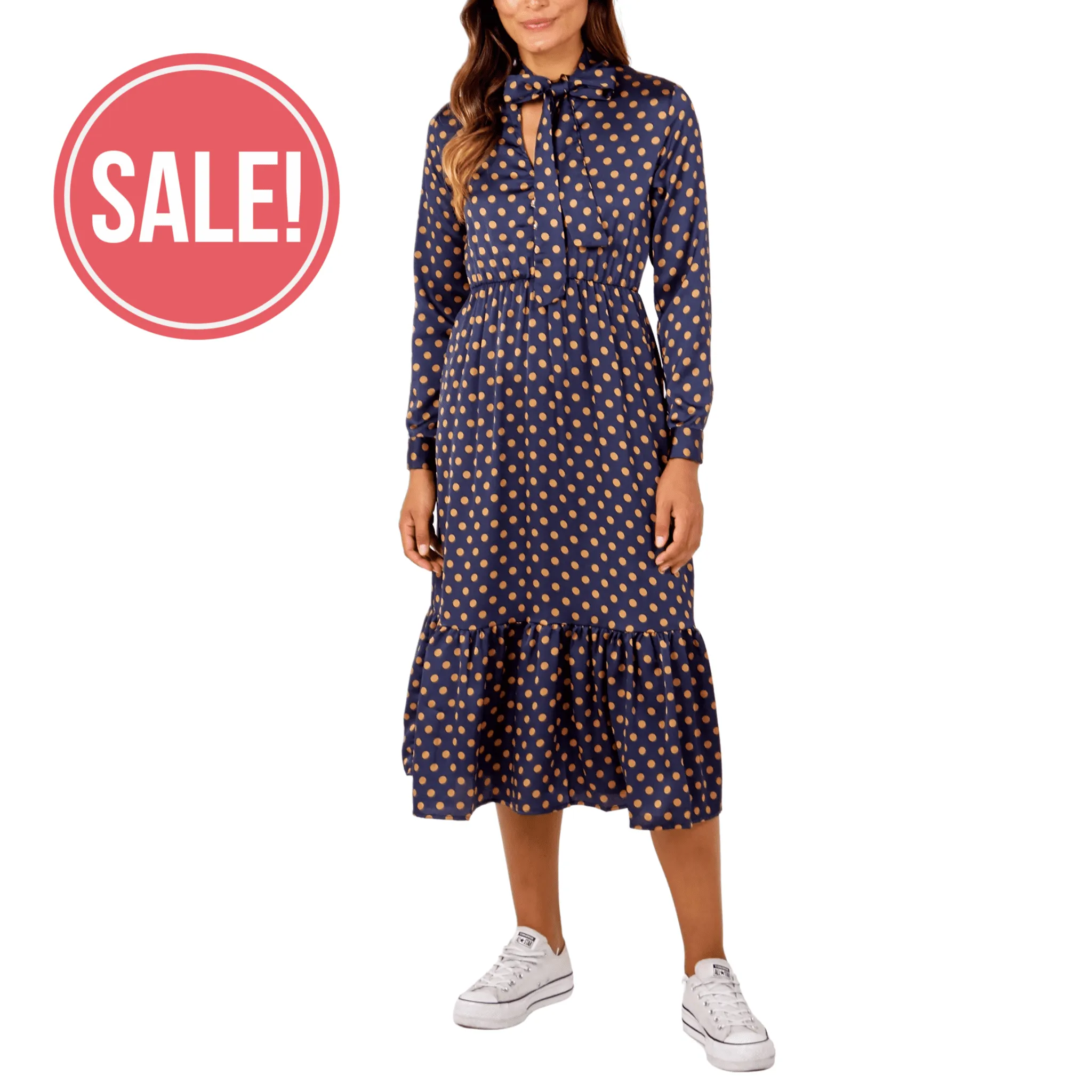 Dora Frill Hem Midi Dress | Navy