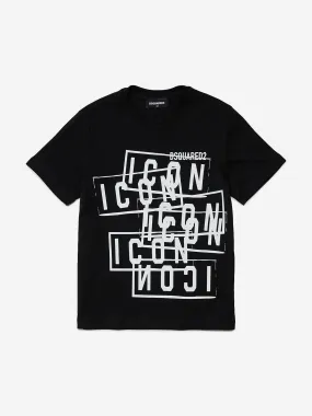 Dsquared2 Kids Multi Icon Logo T-Shirt in Black
