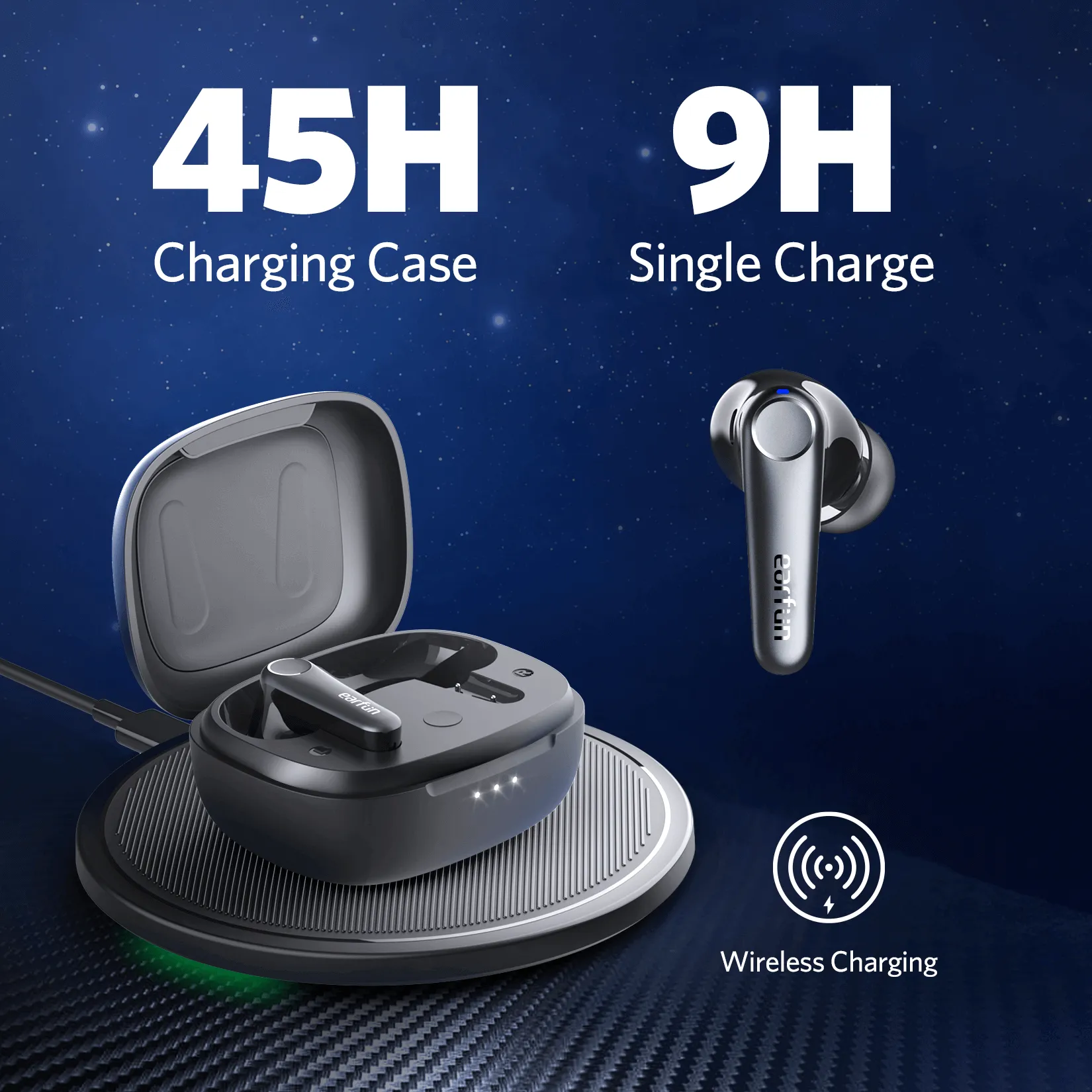 Earfun Wireless Earbud Air Pro3 with ANC, 45-Hour Playtime & 6 Built-in Mics - Black