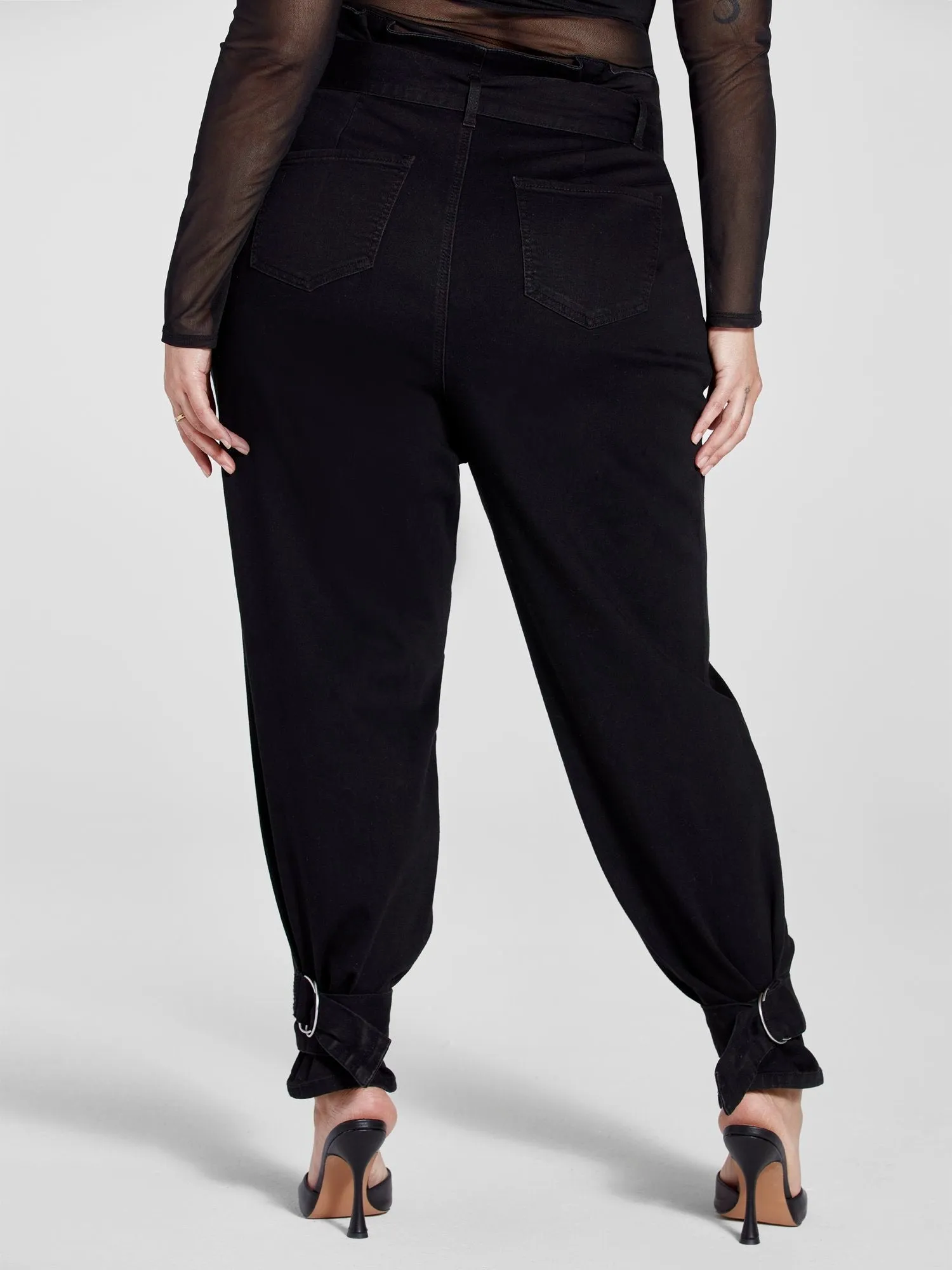 Fashion To Figure - High Rise Paperbag Waist Jeans with Ankle Ties