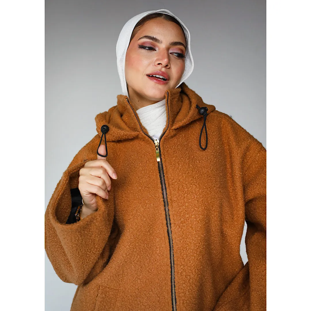 Faux wool hooded jacket