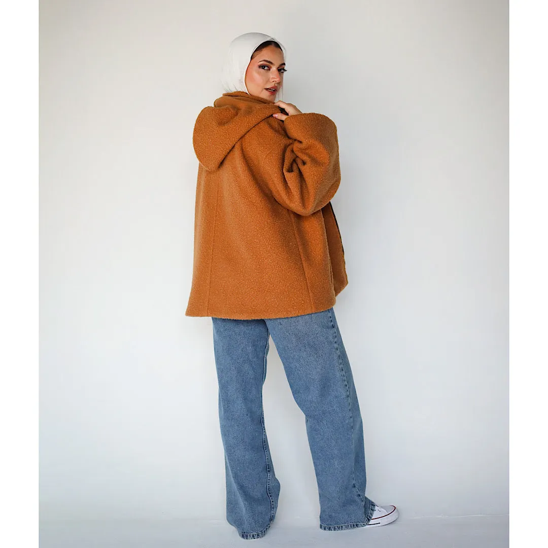 Faux wool hooded jacket