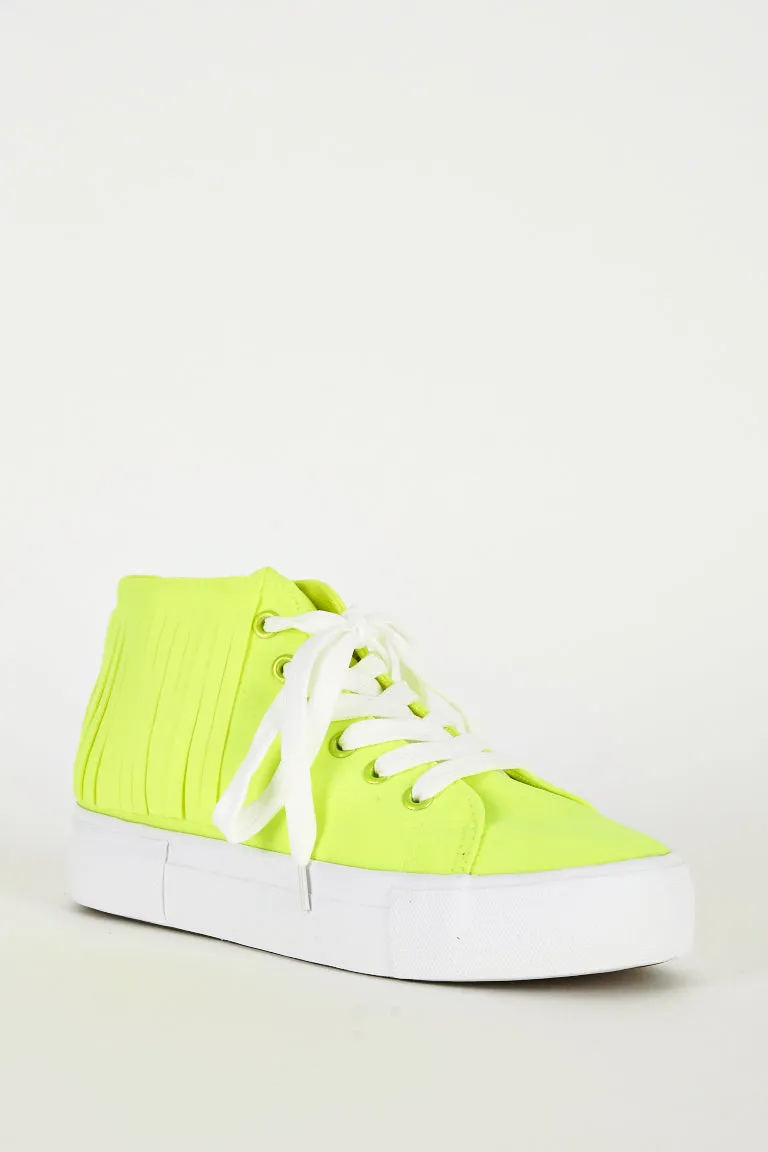 Fluorescent Yellow Fringe High Top Trainer