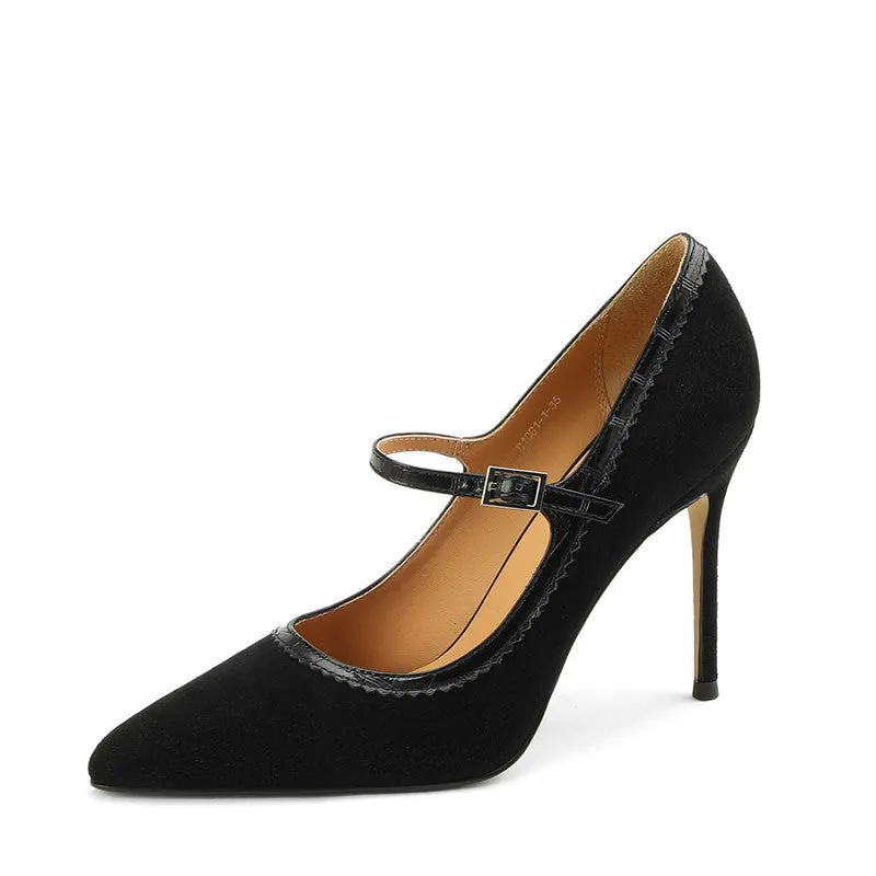 Gia Mary Jane Black Stiletto Heels
