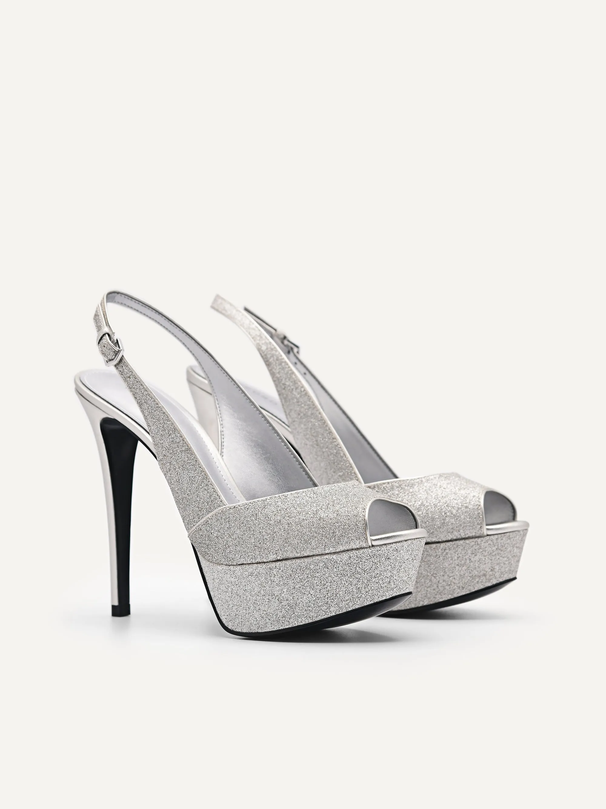 Glitter Slingback Heeled Sandals