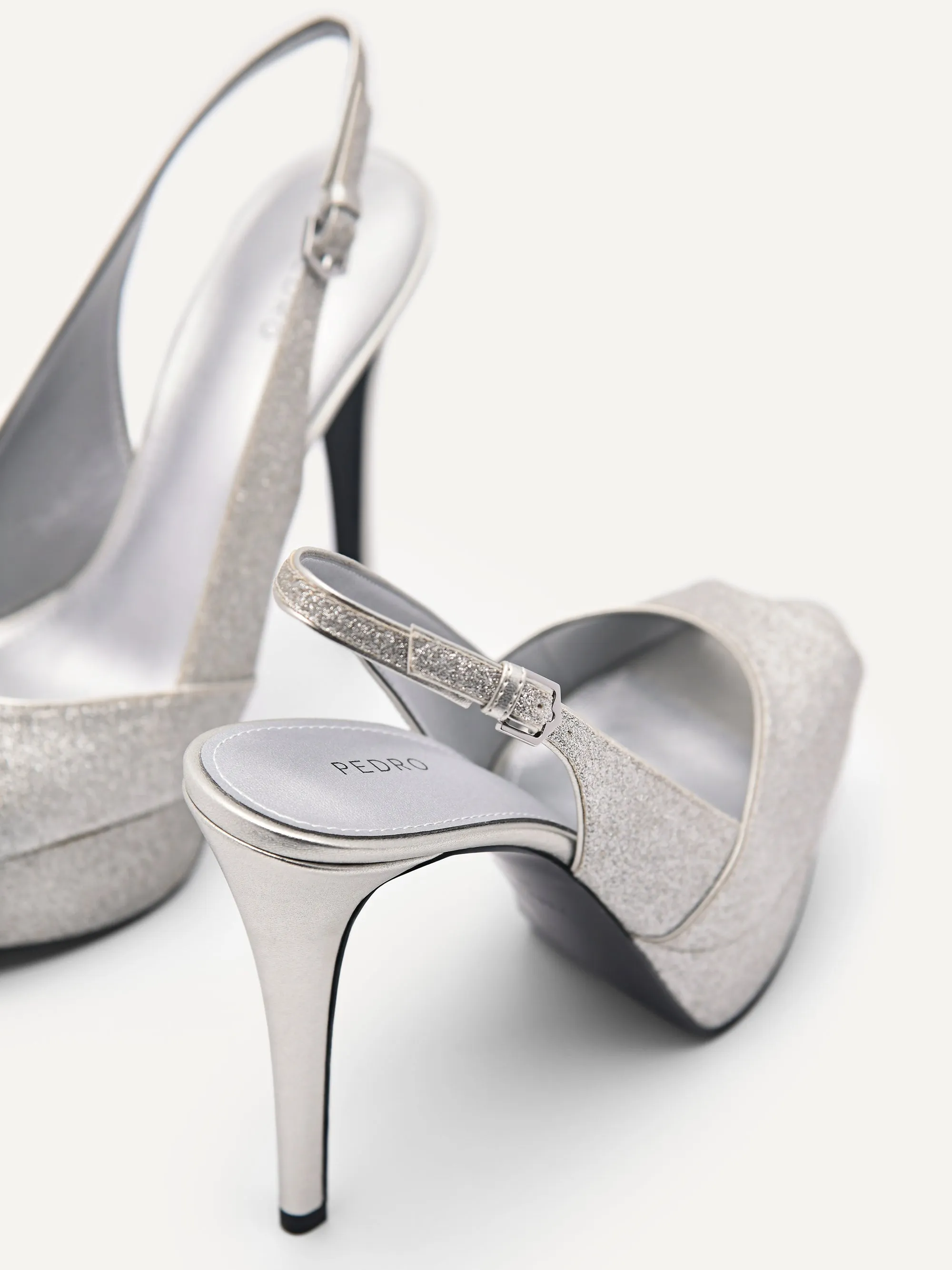 Glitter Slingback Heeled Sandals