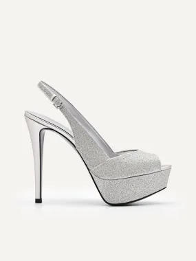 Glitter Slingback Heeled Sandals