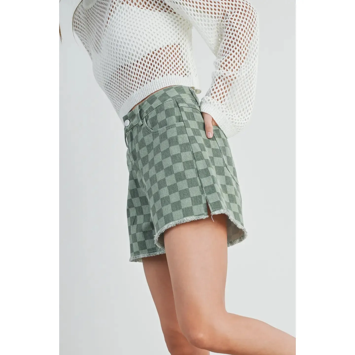 High Waisted Checkered Shorts