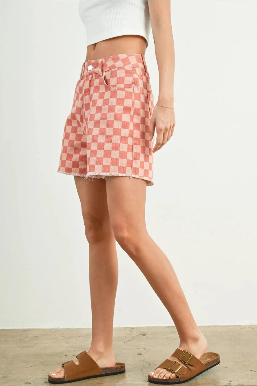 High Waisted Checkered Shorts