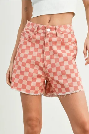 High Waisted Checkered Shorts