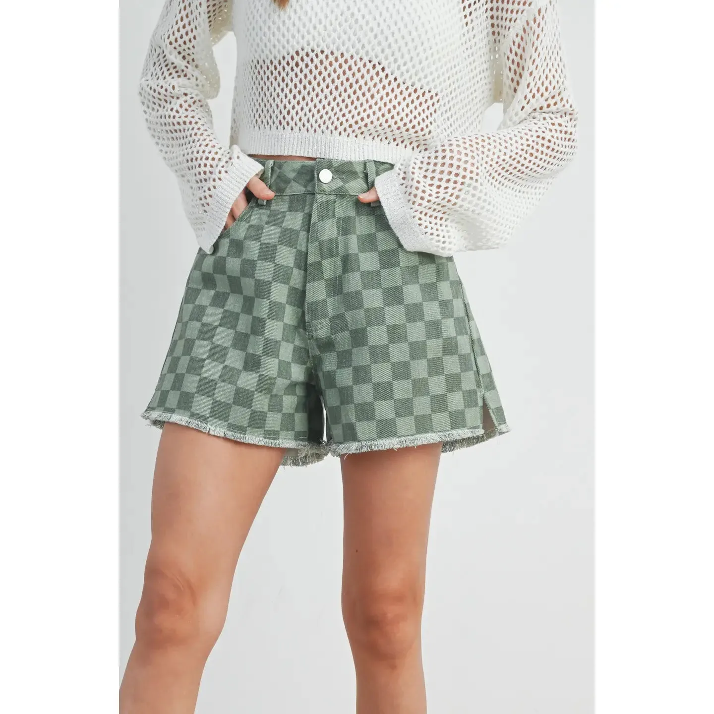 High Waisted Checkered Shorts